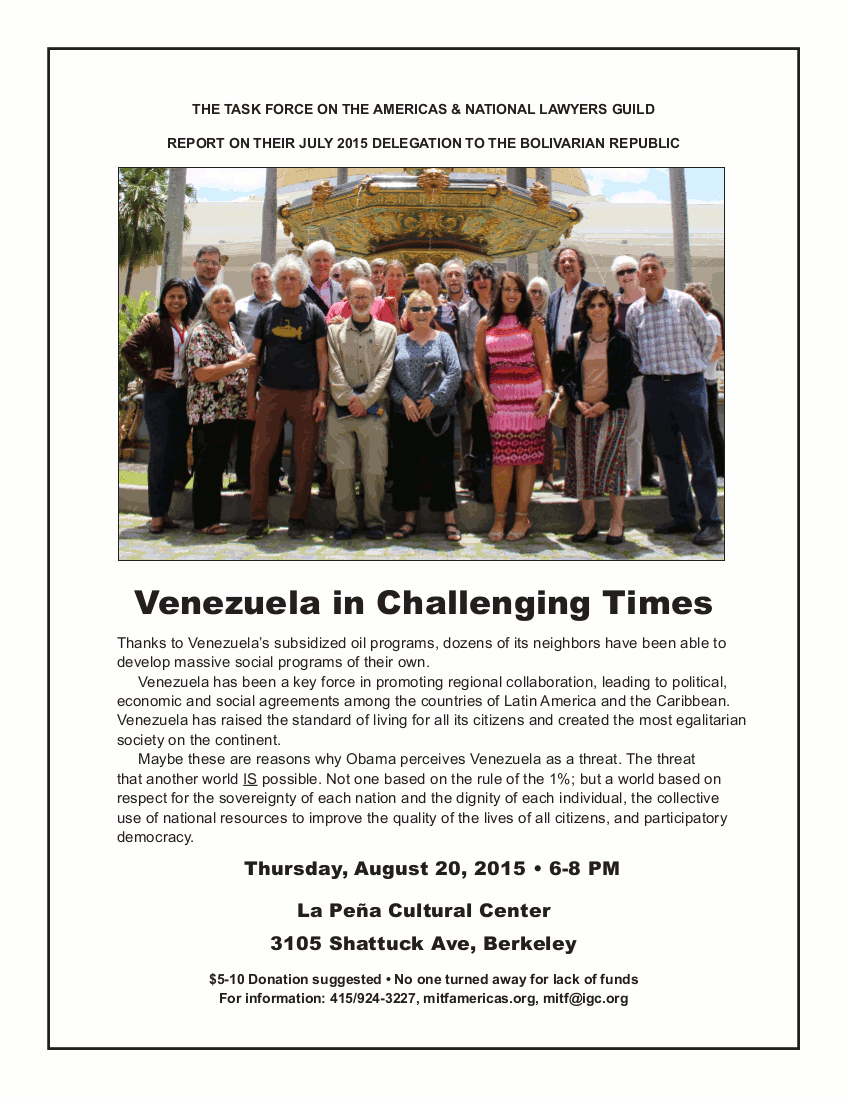 Venezuela Report Flyer August 20, 2015