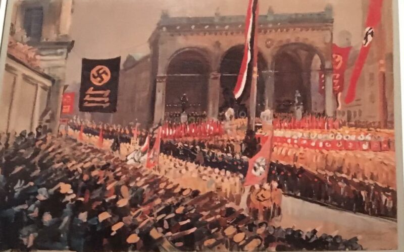 Painting of Munich, Germany during the rise of the National Socialists.