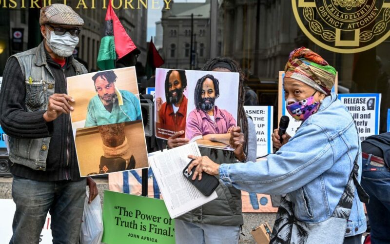 Protest to demand the freedom of Mumia Abu-Jamal.