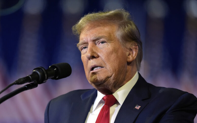 Republican presidential candidate former President Donald Trump speaks at a Get Out The Vote rally at Coastal Carolina University in Conway, S.C., Saturday, Feb. 10, 2024. (AP Photo/Manuel Balce Ceneta)