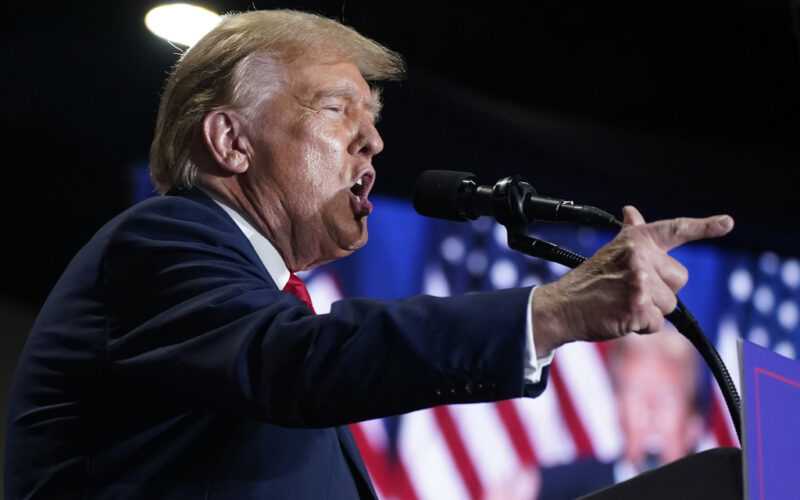 FILE - Republican presidential candidate former President Donald Trump speaks at a campaign rally, March 2, 2024, in Richmond, Va. The Supreme Court has restored Donald Trump to 2024 presidential primary ballots, rejecting state attempts to hold the Republican former president accountable for the Capitol riot. The justices ruled a day before the Super Tuesday primaries that states cannot invoke a post-Civil War constitutional provision to keep presidential candidates from appearing on ballots. (AP Photo/Steve Helber, File)