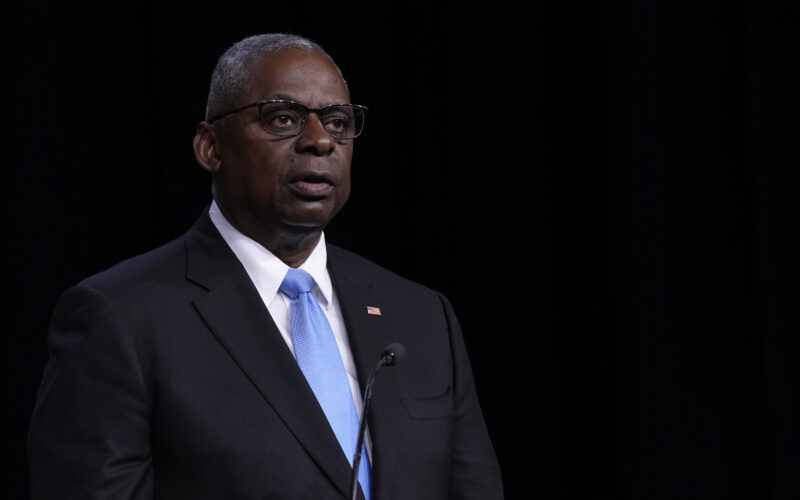 Defense Secretary Lloyd Austin speaks during a news conference at the United States Naval Academy in Annapolis, Md., Tuesday, Aug. 6, 2024. (AP Photo/Susan Walsh)