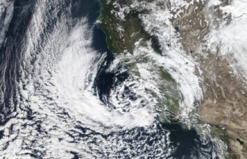 satellite imagery of the California coast and Pacific Ocean
