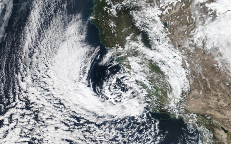 satellite imagery of the California coast and Pacific Ocean