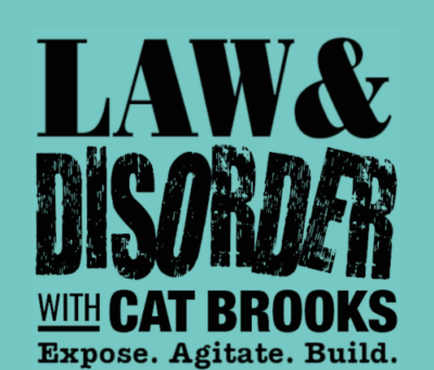 Law and Disorder Logo Black letters with green background