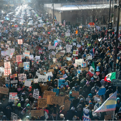 Photo: Lorie Shaull/CC crowd photo from above of the January 2026 Minneapolis General Strike
