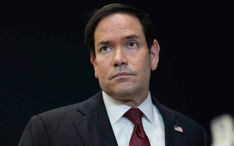 Secretary of State Marco Rubio upon his arrival at Al Bateen Executive Airport, in Abu Dhabi, United Arab Emirates, Tuesday, June 23, 2026. (Eric Lee/Pool Photo via AP)