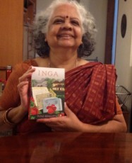 Author Polie Sengupta with her latest novel, Inga