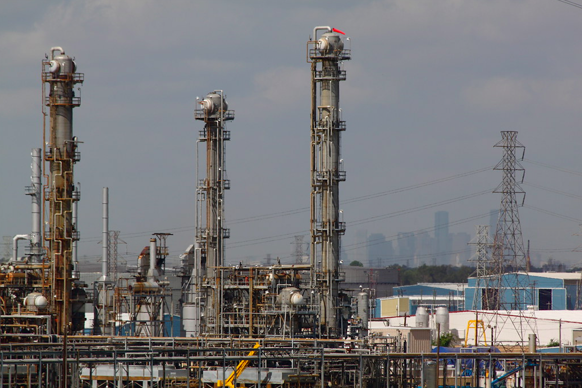 Houston ship channel and chemical plant