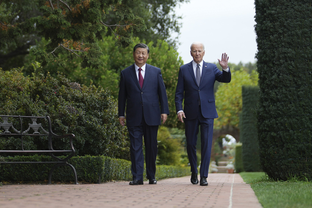 President Joe Biden and China's President President Xi Jinping walk in the gardens at the Filoli Estate in Woodside, Calif., Wednesday, Nov, 15, 2023, on the sidelines of the Asia-Pacific Economic Cooperative conference. (Doug Mills/The New York Times via AP, Pool)