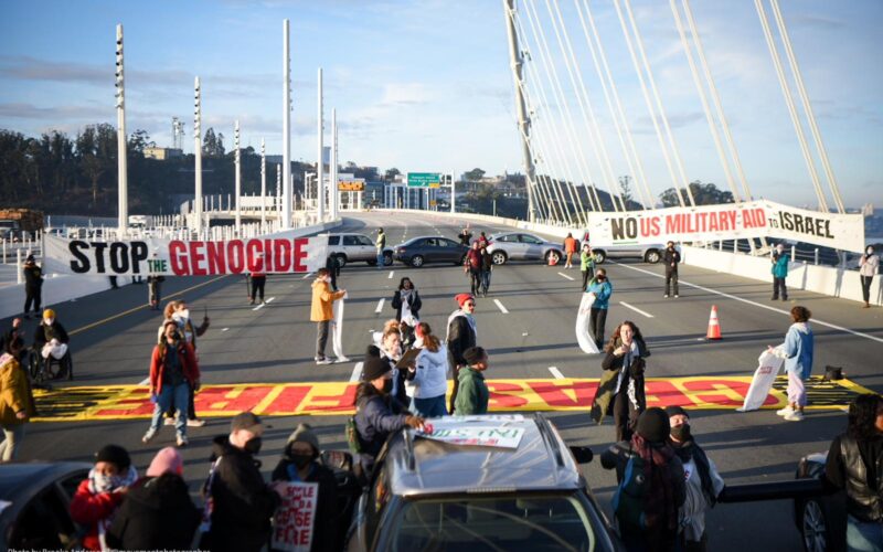 Protestors shut down the SF Bay Bridge on Nov 16th demanding a ceasefire in Israel's war on Gaza
