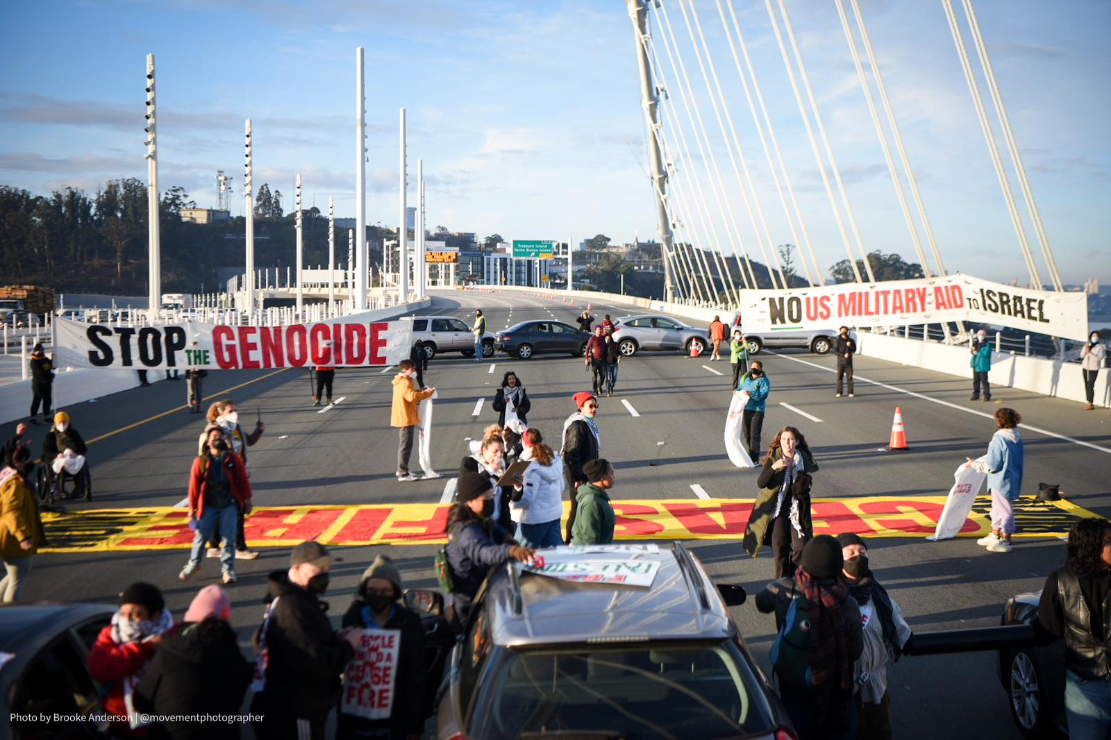 Protestors shut down the SF Bay Bridge on Nov 16th demanding a ceasefire in Israel's war on Gaza