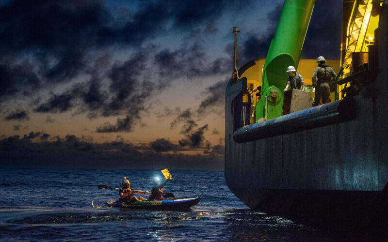 greenpeace activists protest deep-sea mining
